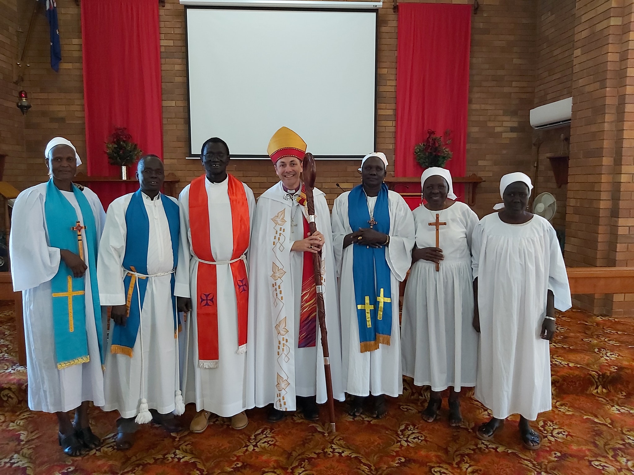 Bishop Jeremy Greaves and The Rev'd David with St Laurence's Anglican Church, Caboolture Sudanese Congregation