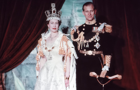 Queen Elizabeth II with her husband Prince Philip on the occasion of her coronation