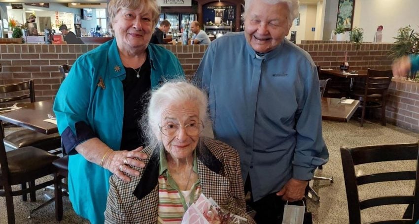 The Rev'd Kaye Pitman OAM with Lesley Briggs and Iris Dean