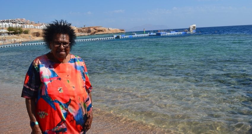 Aunty Dr Rose Elu by the Red Sea in November 2022