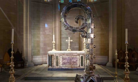 Diocesan crozier and the high altar