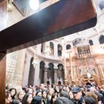 Worshippers in the Church of the Holy Sepulchre, Jerusalem