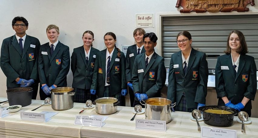 St Luke’s Anglican School students at the 27th annual Anglican Men's Society Lenten soup night at The Parish of Bundaberg in 2023