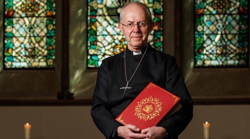 The Archbishop of Canterbury with the Coronation Bible