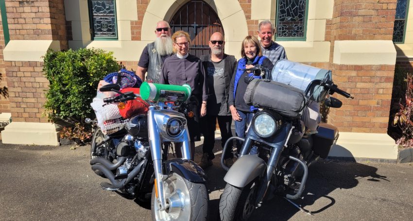 Rev, Mother Kate Ross, RayRay, Jenny Moreny and Russell Cobb at the Bundaberg Blanket Ride in May 2023