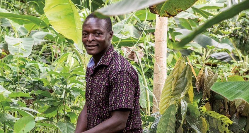 Sadick Abanga is a 39-year-old Fairtrade cocoa farmer from Ghana