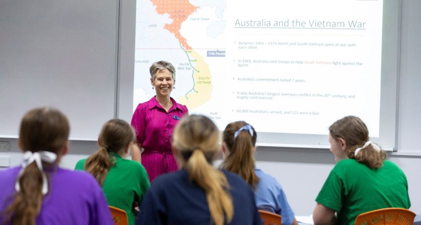 Louise Brown teaching modern history to St Margaret's students