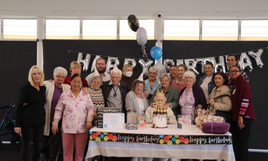 Anglicare Southern Queensland client Sydney Bacon celebrates his 100th birthday