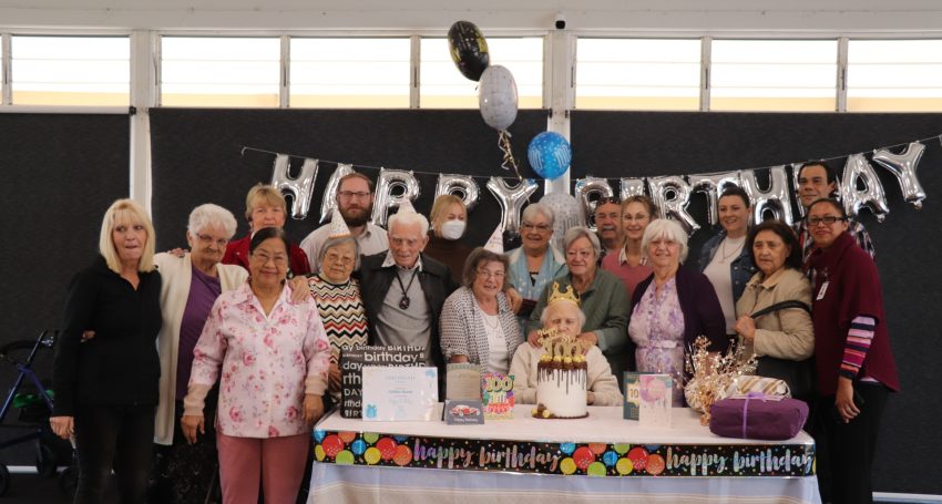 Anglicare Southern Queensland client Sydney Bacon celebrates his 100th birthday