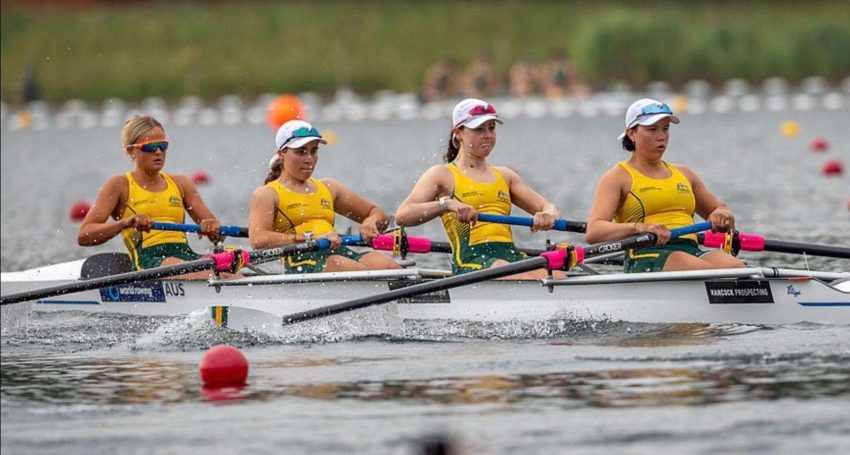 Georgia Montague rowing at the World Rowing Championships