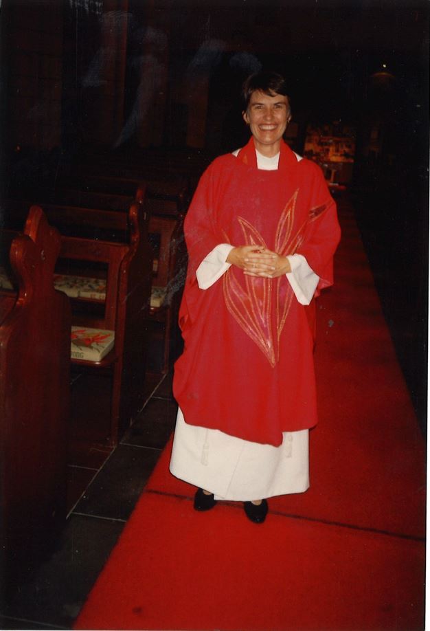 The Rev’d Dr Canon Marian Free in St John's Cathedral on the day of her ordination to the priesthood in February 1995