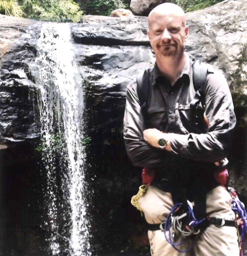 Rob Bates at a small waterfall