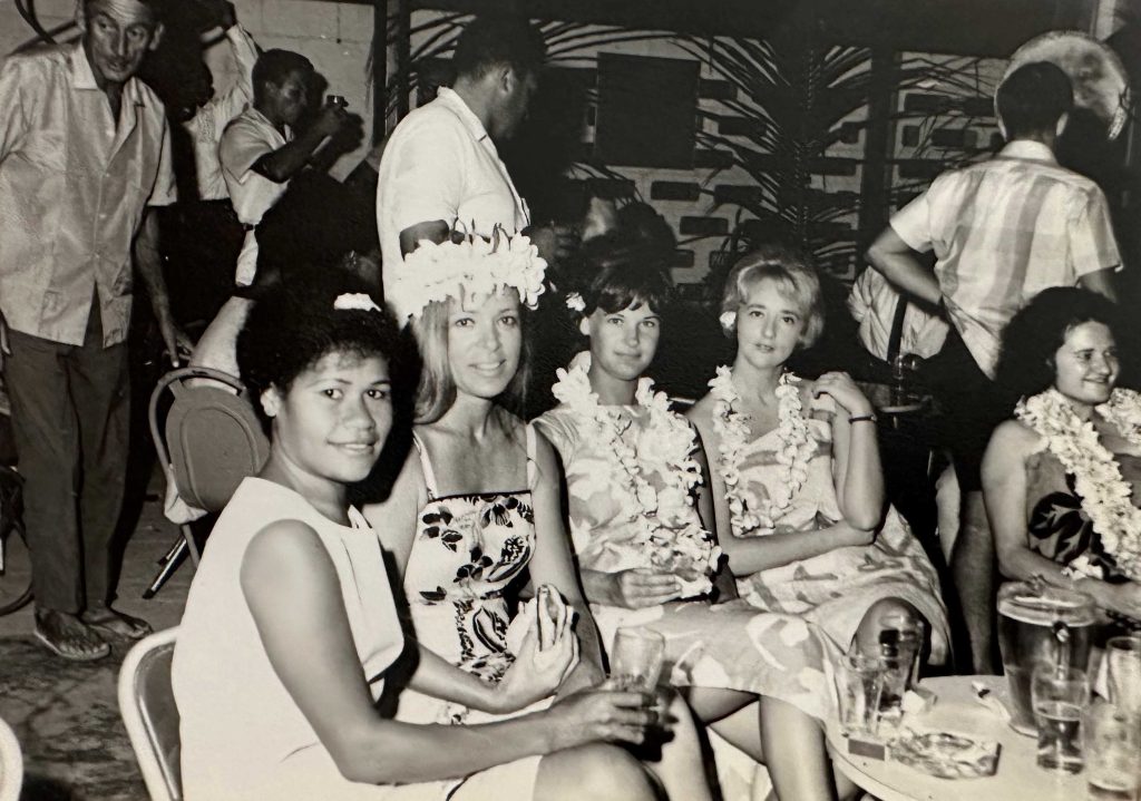 Anne Daddow at a club in Papua New Guinea with fellow nurses in the 1960s 