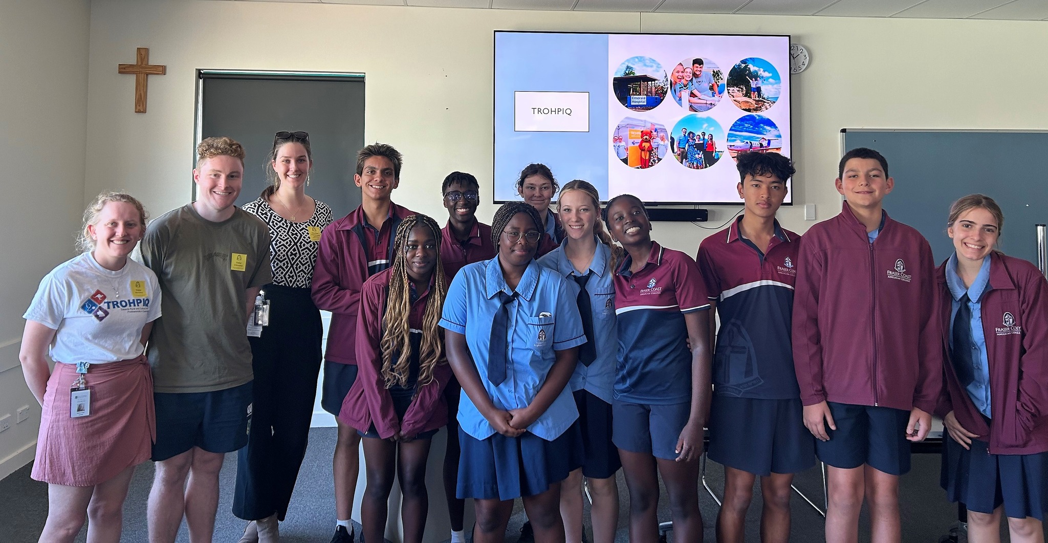 Fraser Coast Anglican College Facebook on 16 August 2023: "We always have students with a strong interest in pursuing a career in medicine 👩‍⚕️This week Dr Rudi and three medical students from the local UQ Regional Clinic Unit met with interested students to discuss pursuing medicine as a career and, in particular, the regional pathways options. #empowerment 🔥"