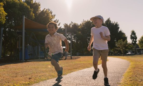 Two boys running
