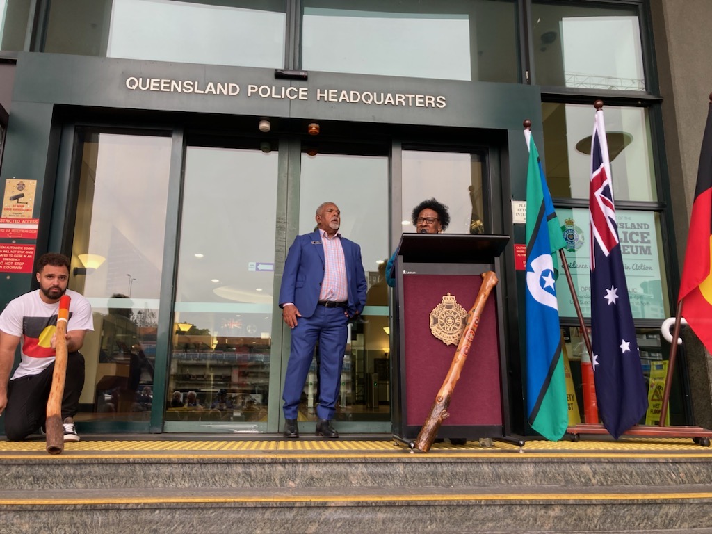 On 4 July during NAIDOC week, at an elders event, Aunty Dr Rose Elu acknowledged Country on behalf of the Torres Strait, raised the Torres Strait flag and prayed a blessing over the food