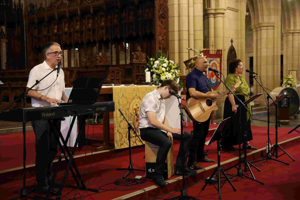 Pre-liturgy worship at the Cathedral with four musicians 