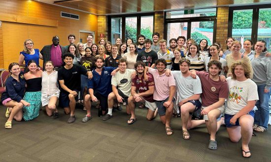 Bishop Daniel Abot with St John’s College (within the University of Queensland) student leaders in November 2023