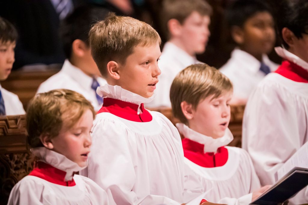 Boy choristers singing in a Cathedral 