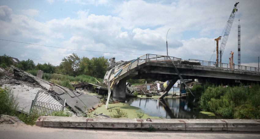 Bridge destroyed from bombing