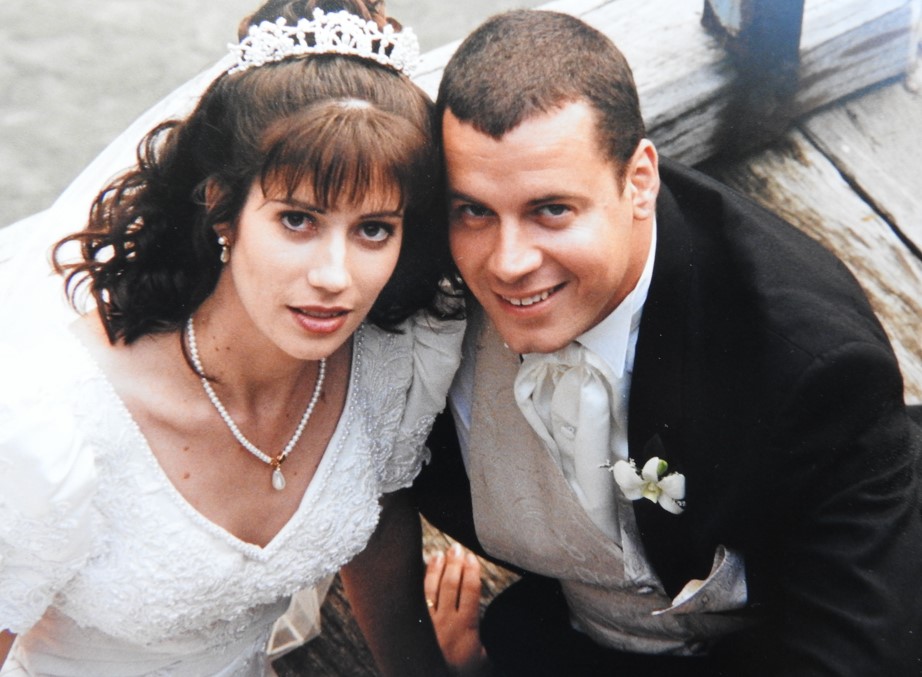 Bride and groom close-up shot