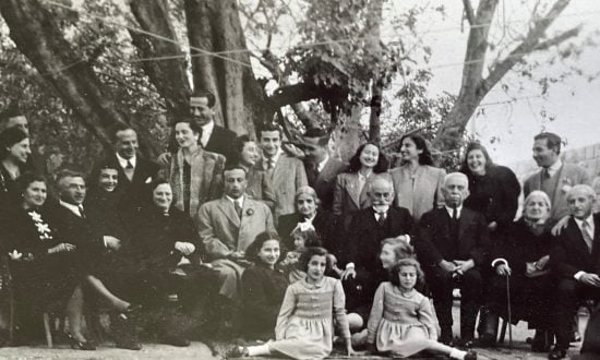 A large Palestinian family and friends in Jerusalem in 1944 before the Nakba