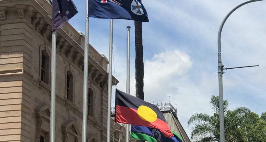 Australian, Queensland, Aboriginal and Torres Strait Islander flags