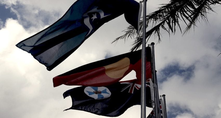 Aboriginal, Torres Strait Islander and Queensland flags