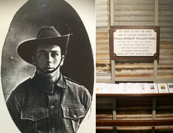 Image of Private Herbert Cooke and Memorial Plaque at Eumundi Museum
