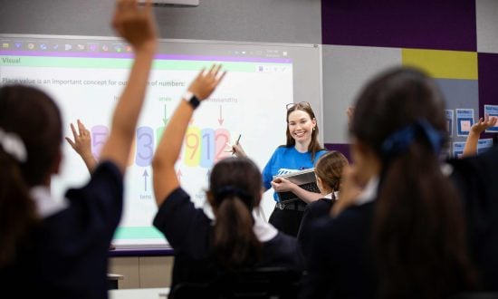 St Margaret’s Anglican Girls School secondary teacher Georgia O’Brien, a recent Rising Star in Australian education honouree, teaching mathematics in the classroom
