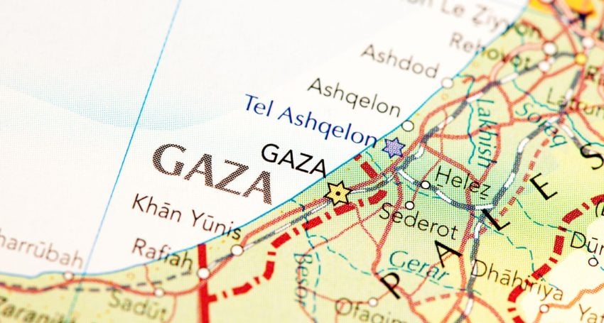 Map of Gaza in Palestine