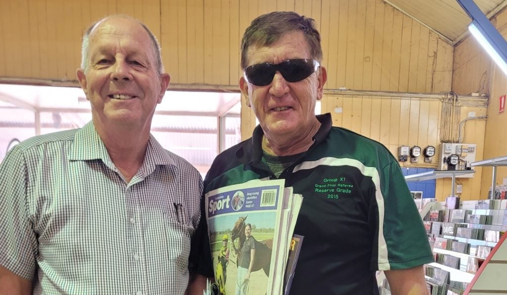 Two men in a rural Queensland newsagency