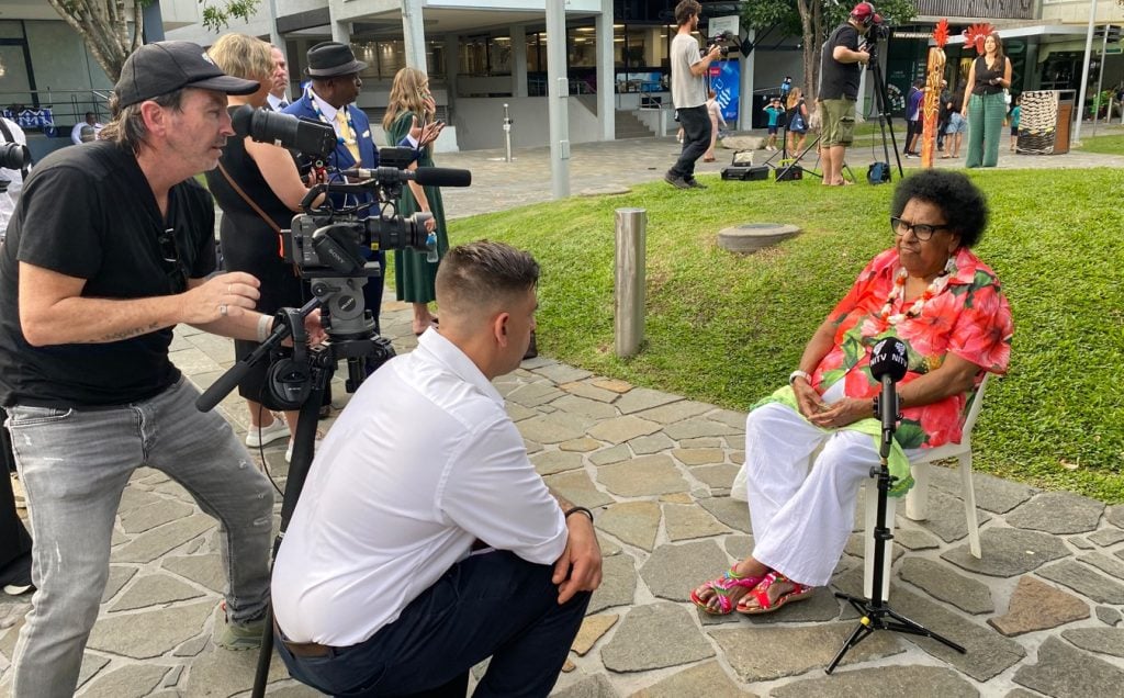 Torres Strait Elder talking to the media
