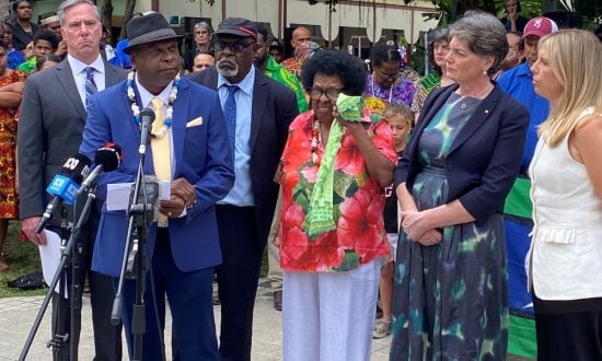 Elders outside courthouse