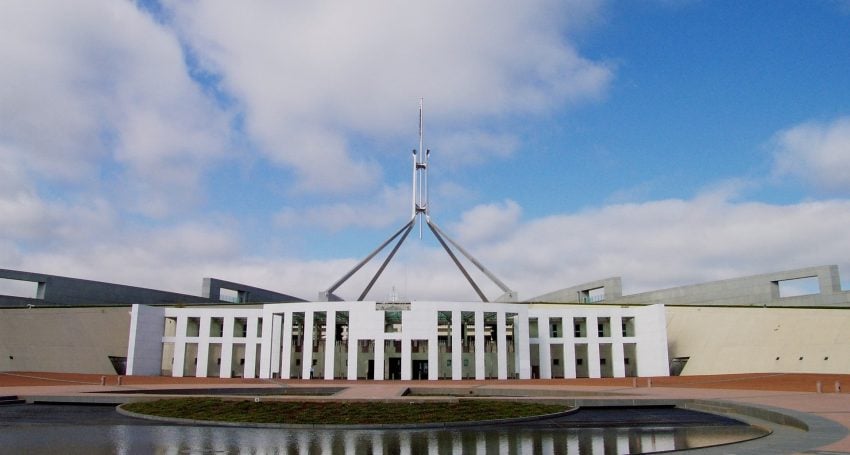 Parliament House building in Canberra